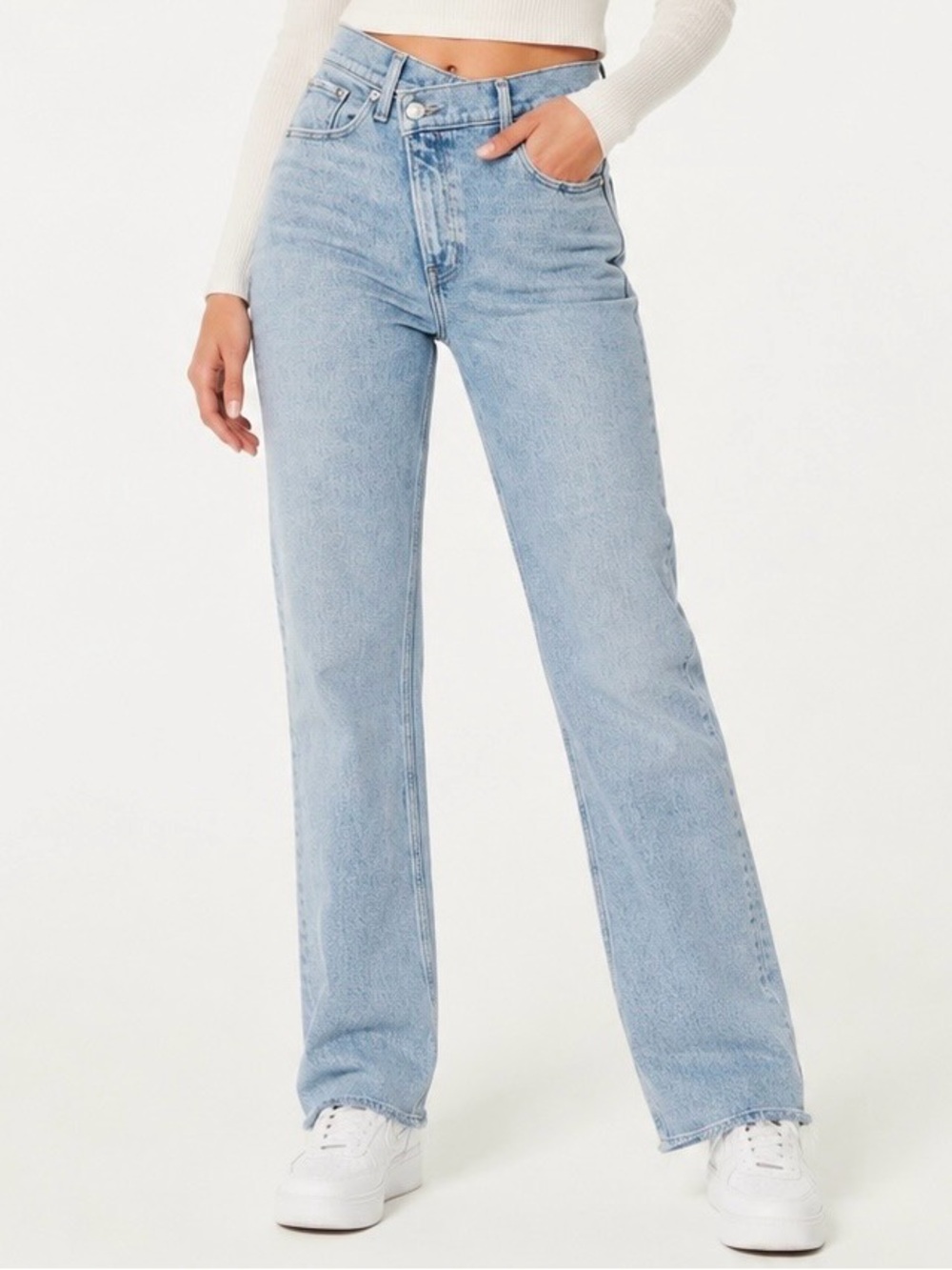 Abercrombie & Fitch Asymmetrical High Waist ’90s Straight Jeans Size 26 Y2K
